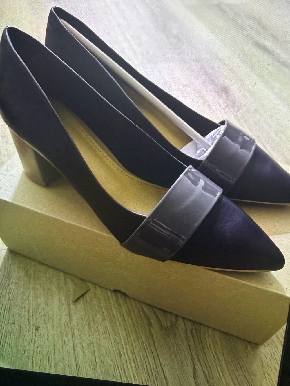 Classic Pointed Toe Block Heel Pumps in Black
